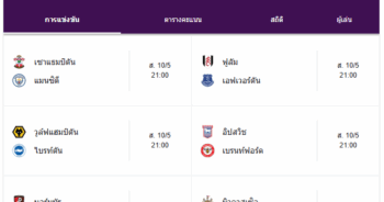 ตารางแข่งทีม พรีเมียร์ลีก